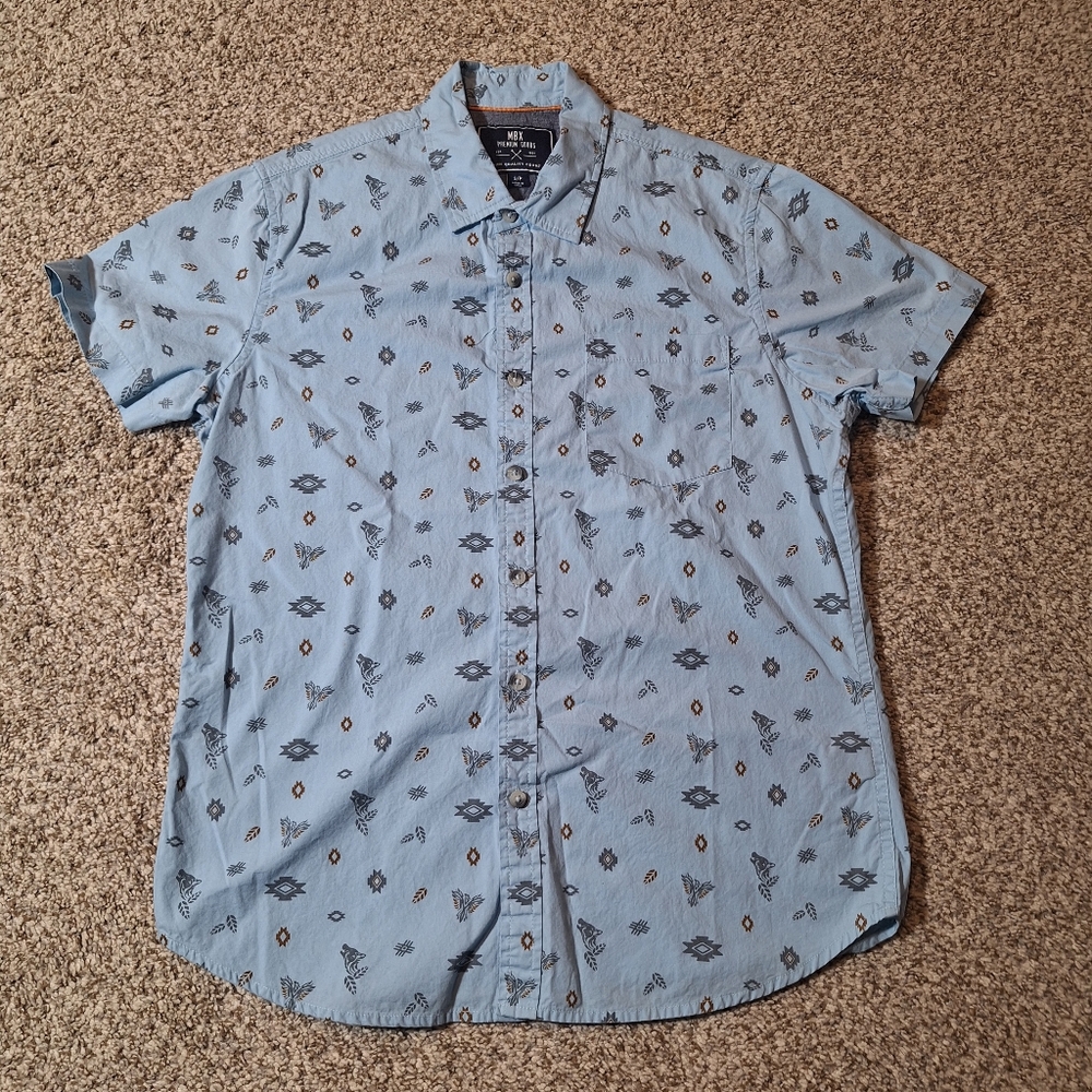 MBX Shirt Mens Small Blue Short Sleeve Button Up